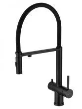 Смеситель для кухни с гибким изливом и подключением фильтра WONZON & WOGHAND, Черный матовый (WW-88458009-MB)