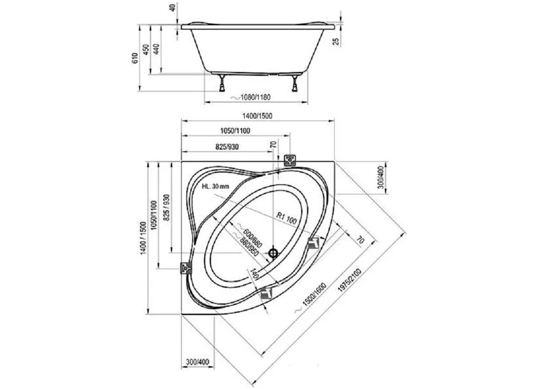 Приобрести акриловая ванна ravak new day 150х150 см c661000000