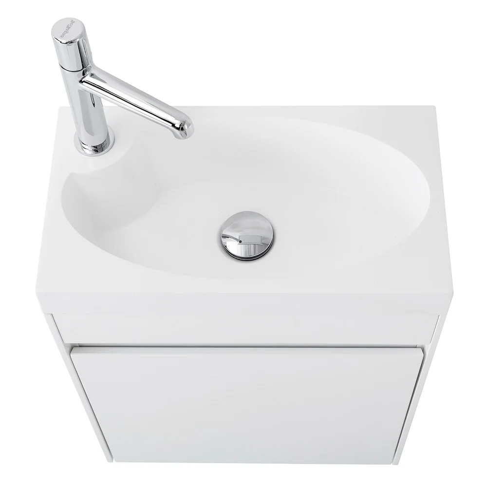 Приобрести belbagno тумба с раковиной pietra mini 46 см, подвесная с дверью 46-r bianco lucido, белая раковина