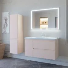 Caprigo Тумба с раковиной FORTE-Smalty 100 см, левая, пудра, эмаль