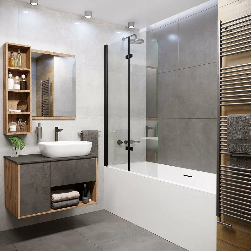 Приобрести grossman шторка для ванны 100х150 см, черное/прозрачное gr-106100black