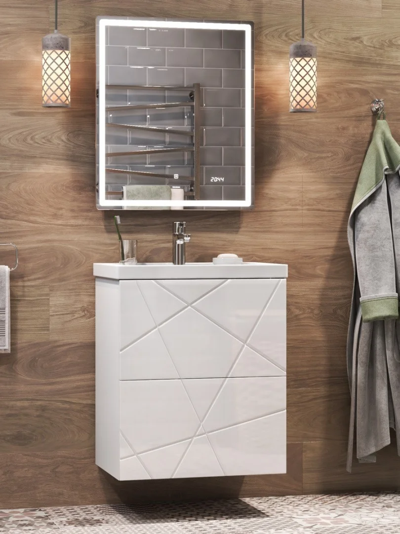Приобрести vigo тумба с раковиной geometry 50см, 2 ящика, напольная, белая tn.geo.fos.50.2y