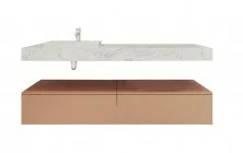 Тумба подвесная со столешницей Velvex Unit 160 см, белый мрамор