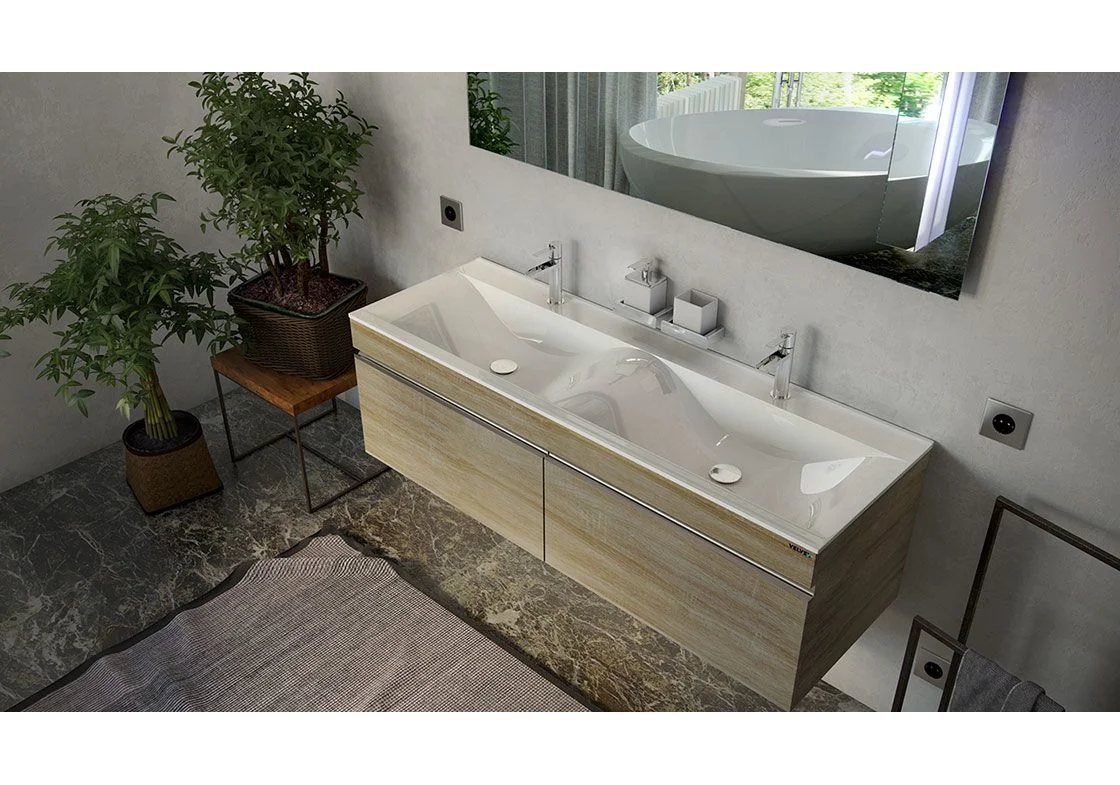 Приобрести тумба подвесная с раковиной velvex pulsus 140 см tppul.140-25, дуб сонома