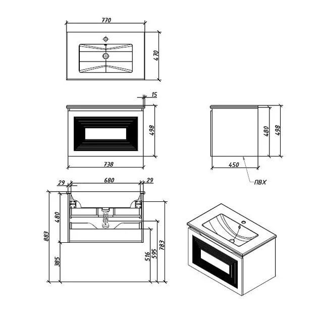 Приобрести caprigo тумба с раковиной modo quarta 80 см, фисташка 35713 10