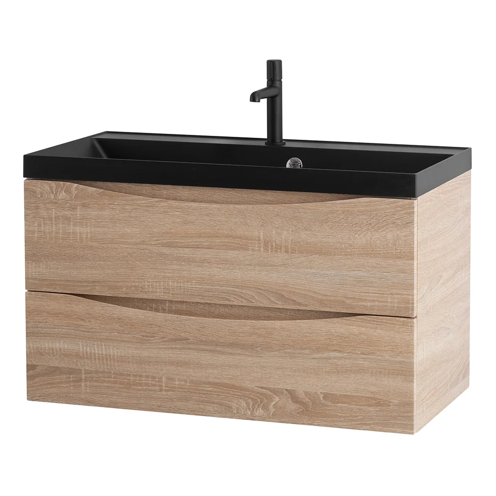 Приобрести belbagno тумба с раковиной marino 90 см, подвесная rovere bianco, чёрная раковина