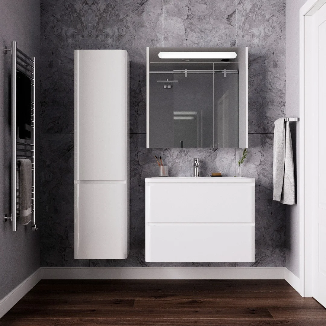 Приобрести тумба подвесная итана roberto 80 с раковиной adel 80, белый глянец