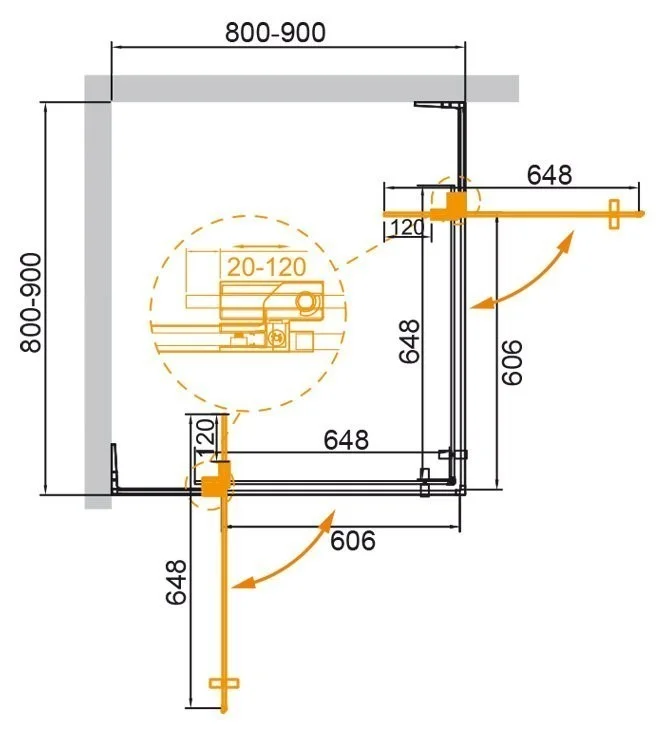 Приобрести cezares душевое ограждение slider 80х90см slider-a-2-80/90-c-nero