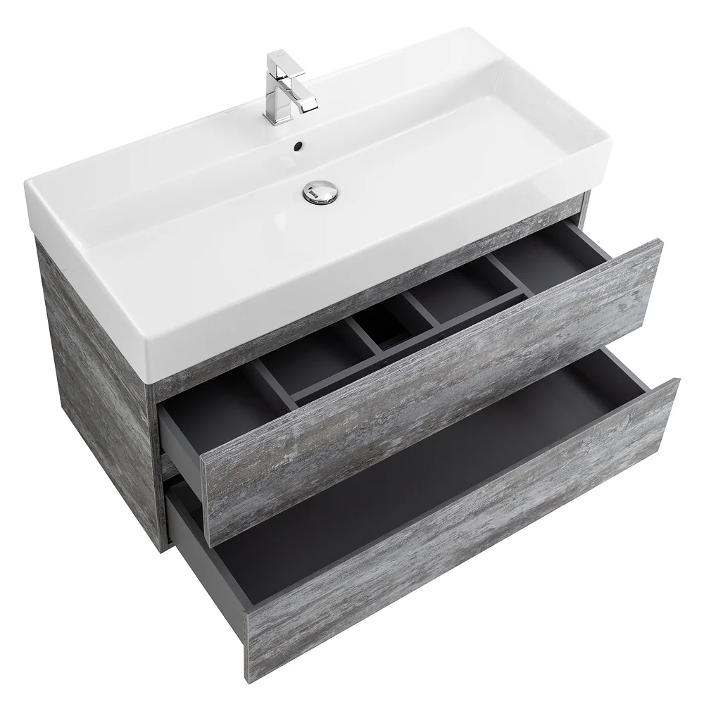 Приобрести cezares тумба подвесная с раковиной molveno 46 100 см legno grigio, серая molveno 46-100-2c-so-lg