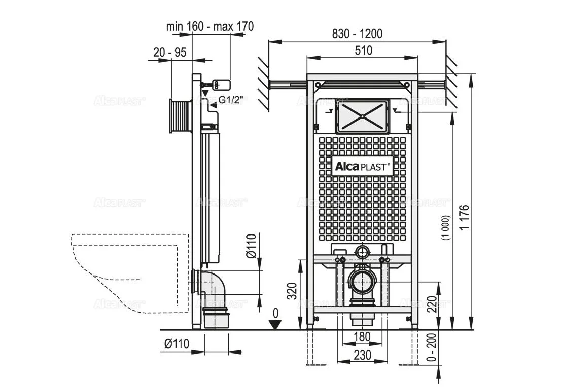 Приобрести инсталляция для подвесного унитаза alcaplast a102/1200 jádroмodul