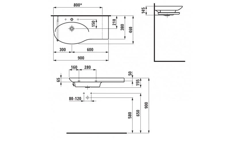 Приобрести раковина столешница laufen palace 90 см 8.1670.2.000.104.1