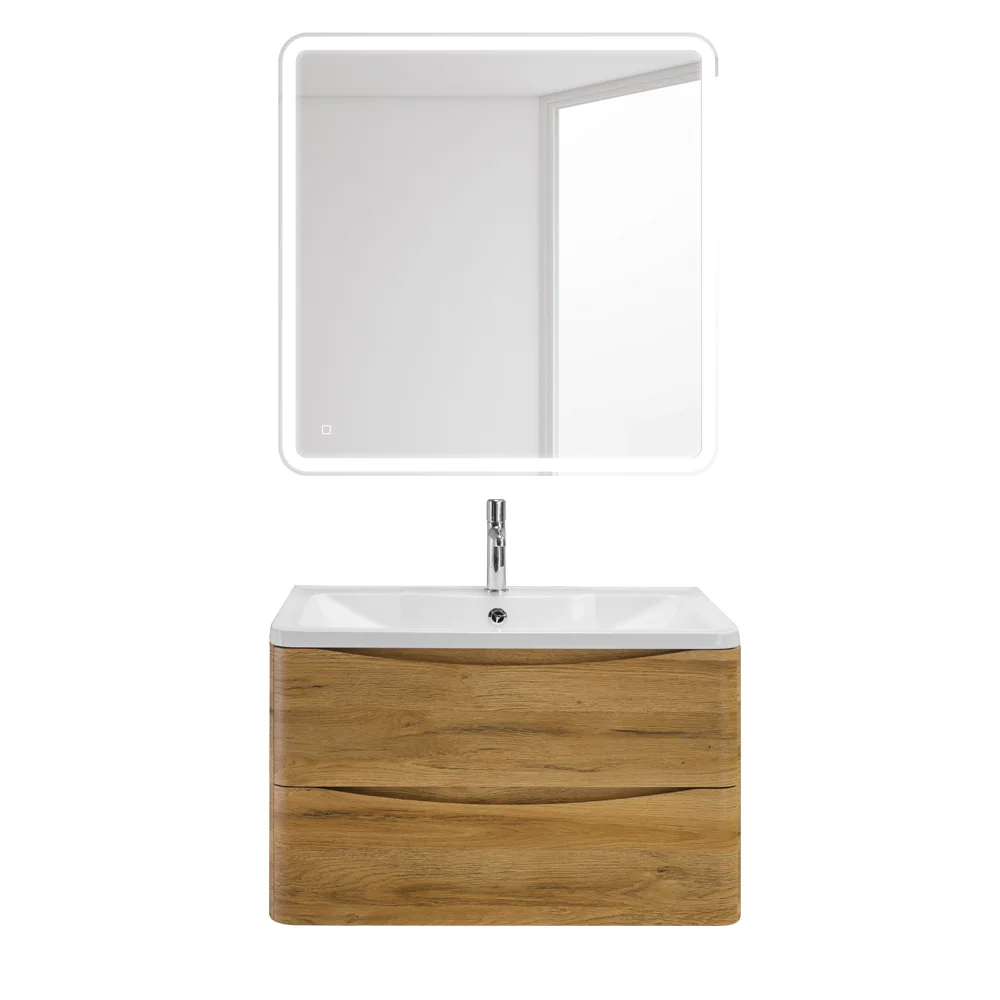 Приобрести belbagno тумба с раковиной acqua 80 см, подвесная rovere rustico, белая раковина