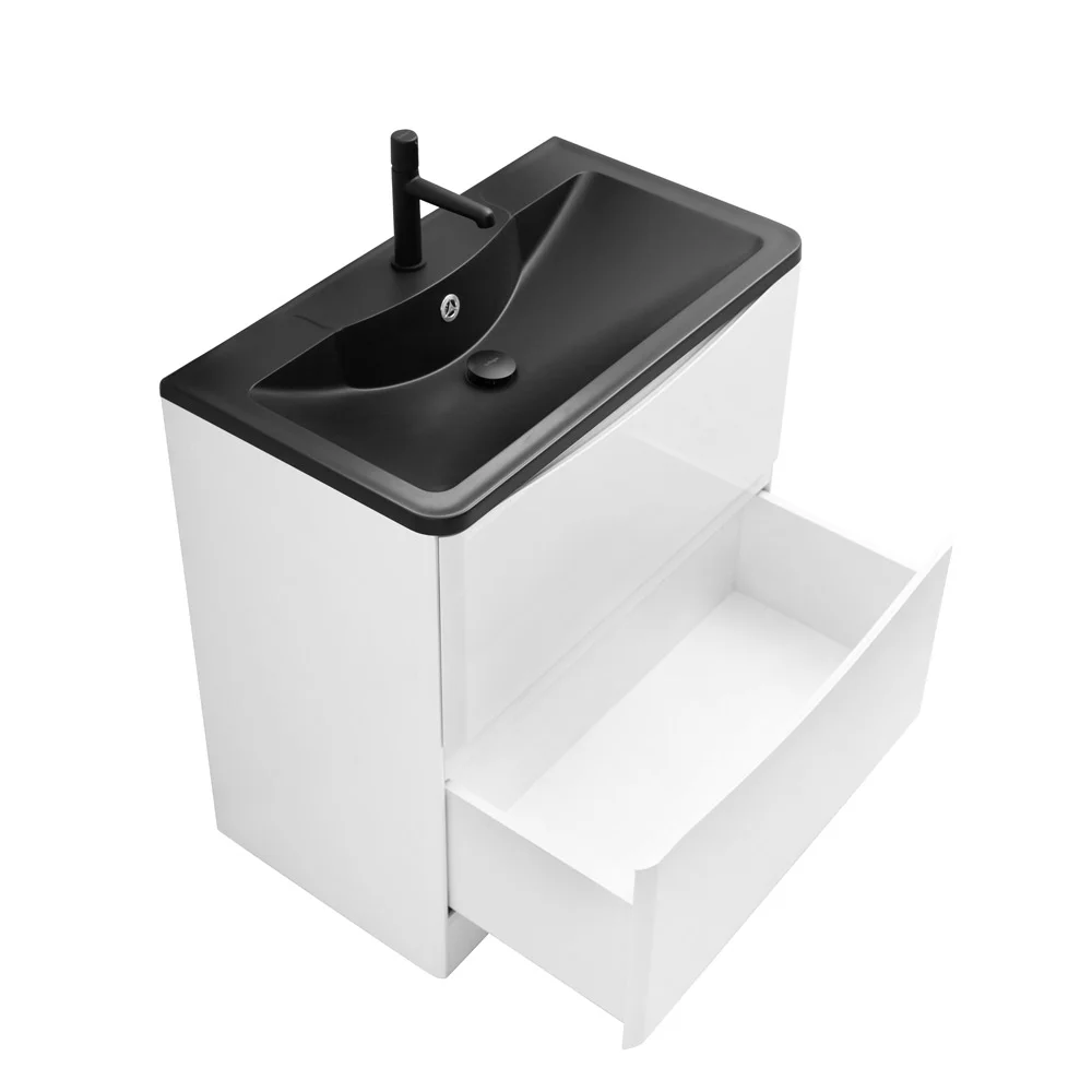 Приобрести belbagno тумба с раковиной acqua 80 см, напольная bianco lucido, чёрная раковина