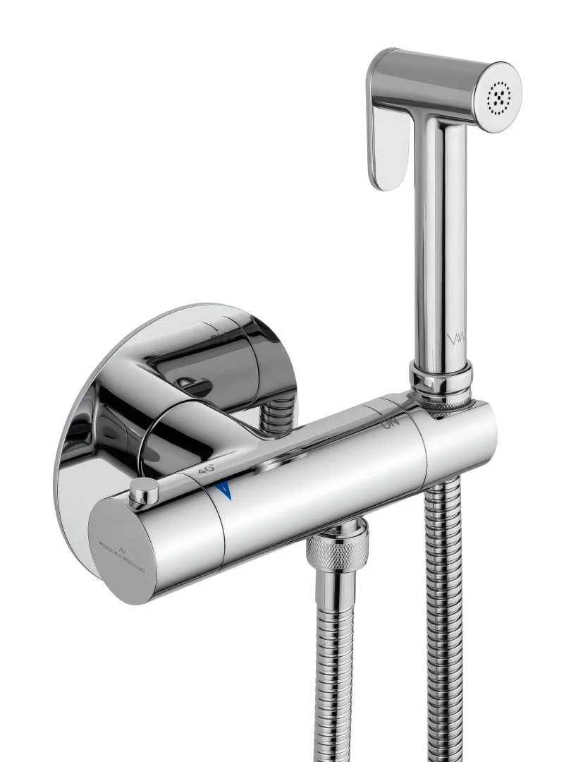 Приобрести смеситель с гигиеническим душем и термостатом встраиваемый wonzon & woghand, хром (ww-88819902-cr)