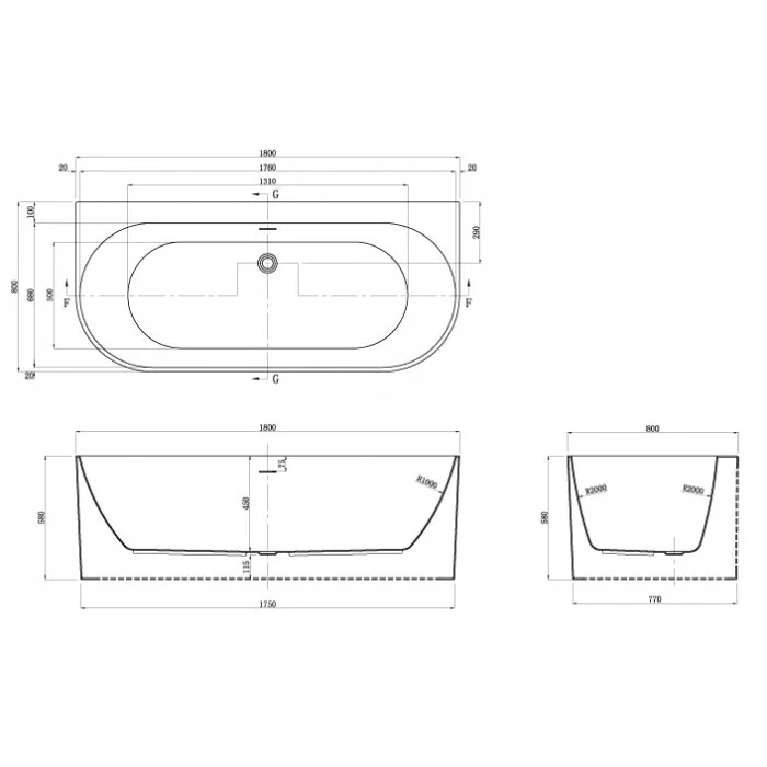Приобрести акриловая ванна azario bradford 180х80 см bra18080