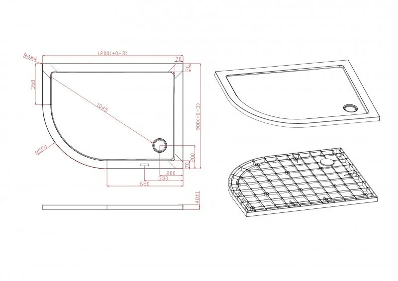 Приобрести cezares поддон из стеклокомпозита tray 120х90см tray-m-rh-120/90-550-35-w-r