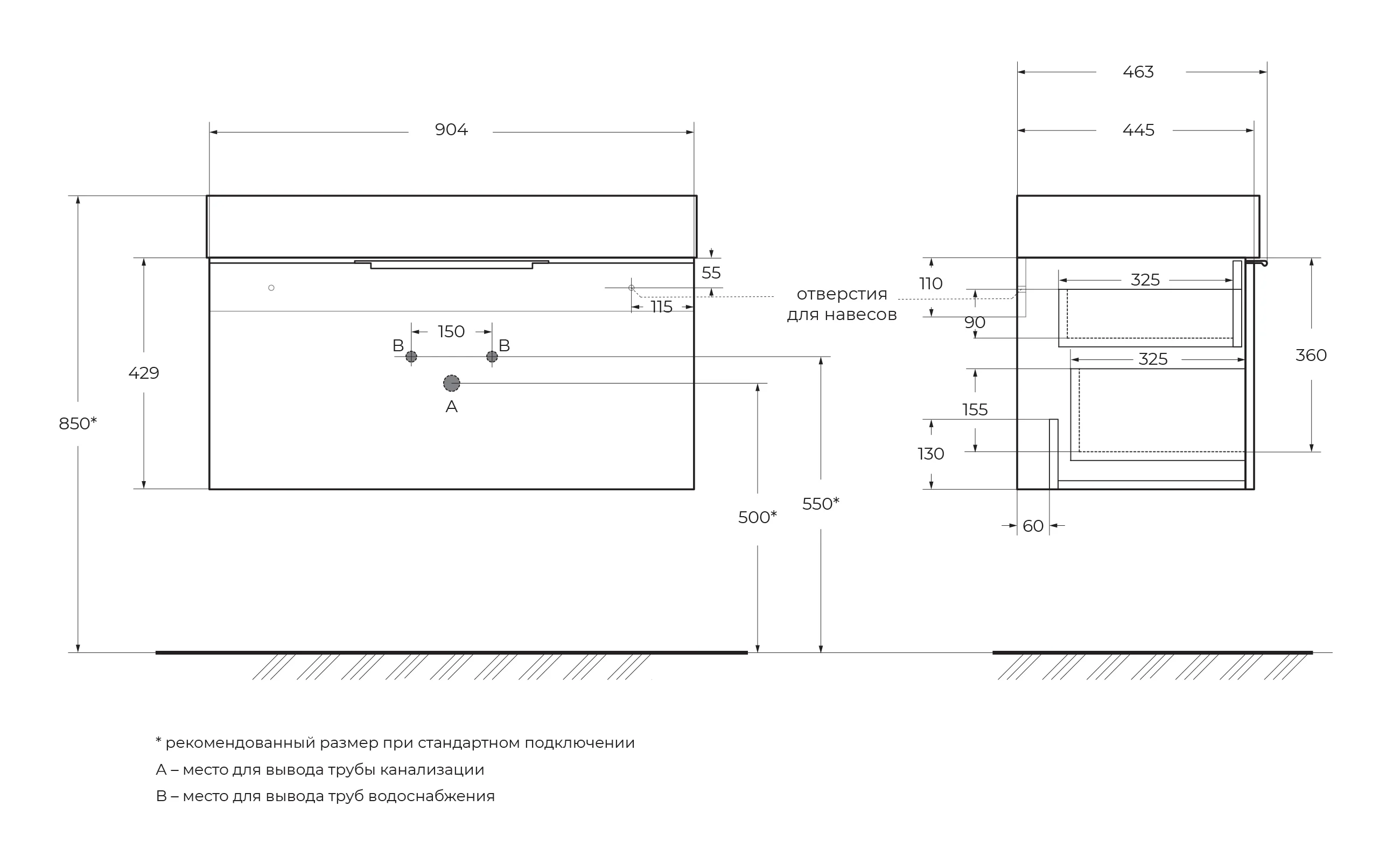 Приобрести cezares тумба подвесная с раковиной premium 90 см verde opaco, серая 55405