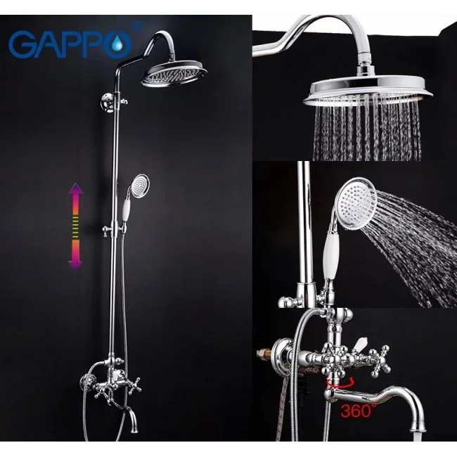 Приобрести gappo душевая система g2489 с изливом, хром 98702