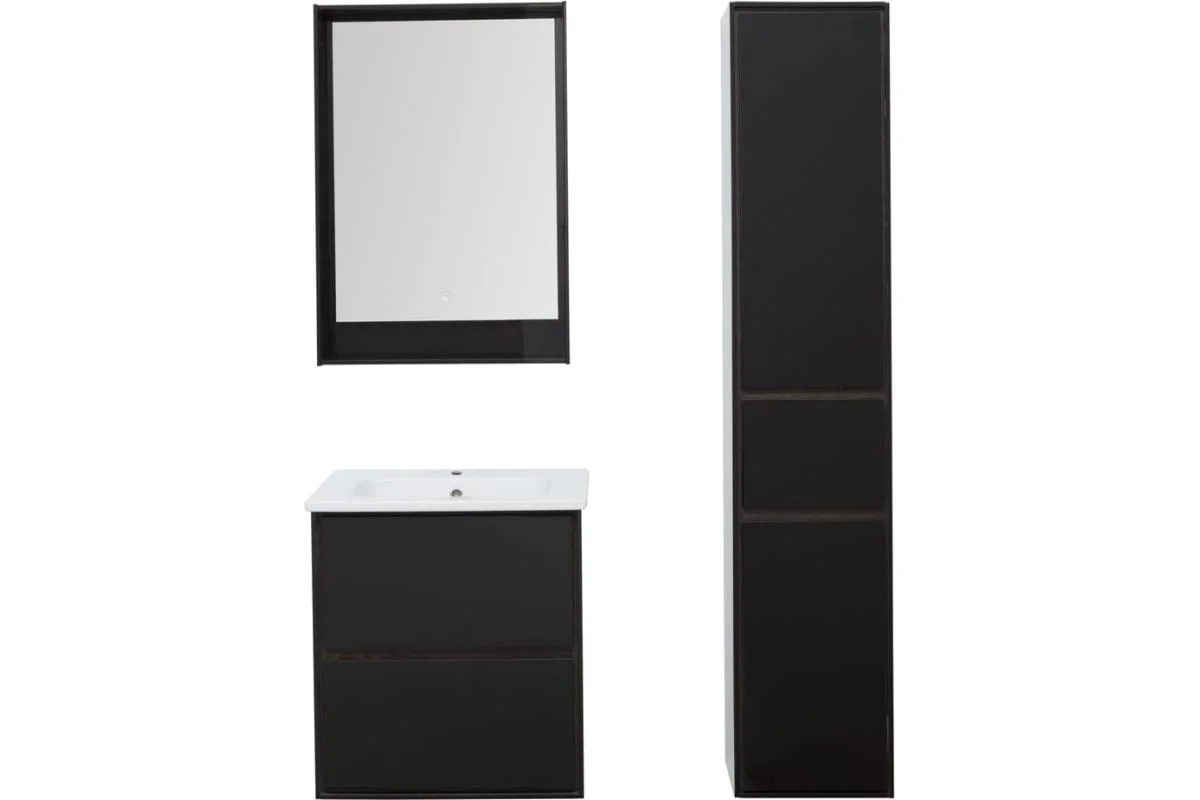 Приобрести aquanet тумба с раковиной милан 60 см, черный глянец