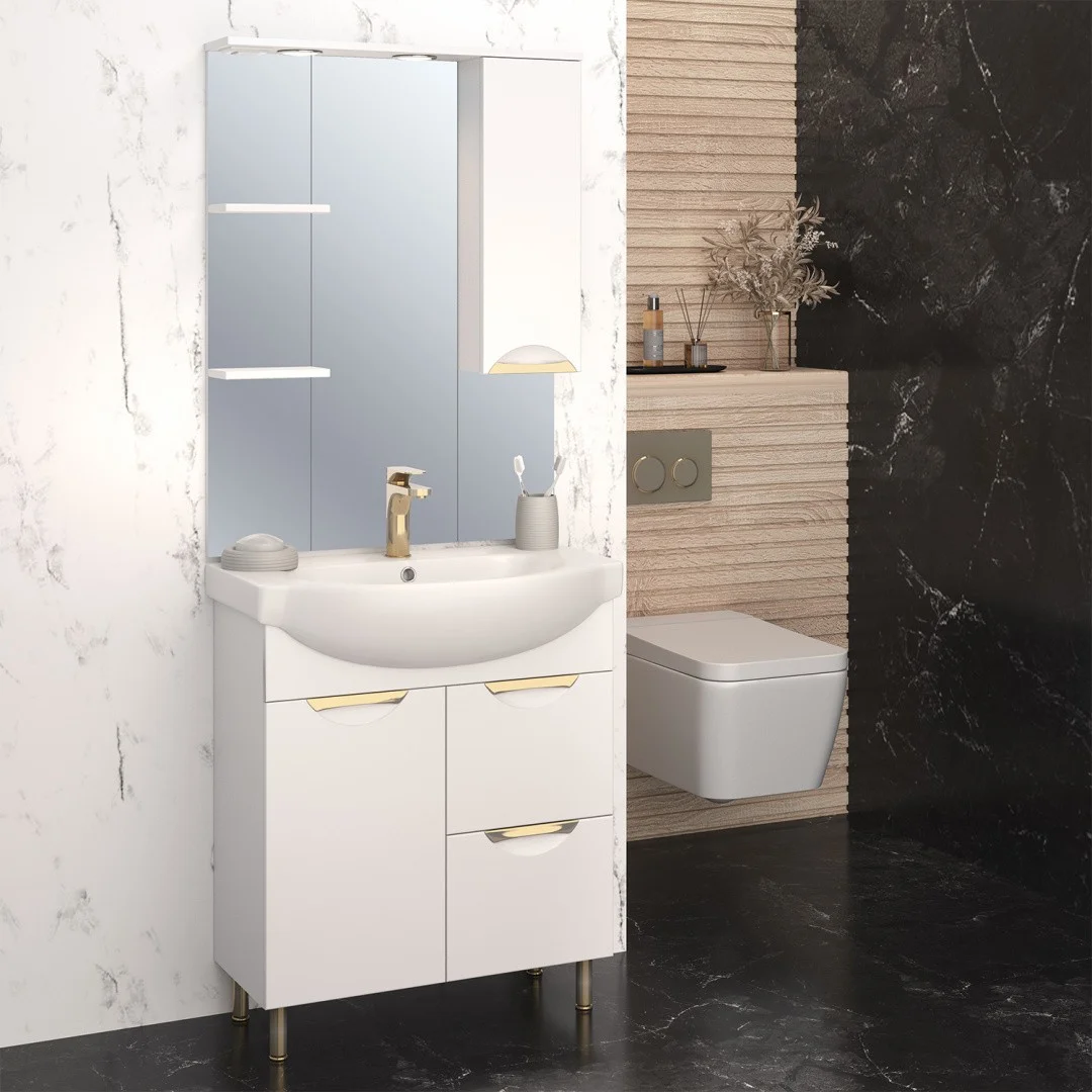 Приобрести aqua de marco зеркало-шкаф eleganse 75 см, правое, белый\золото 1075cgele/r