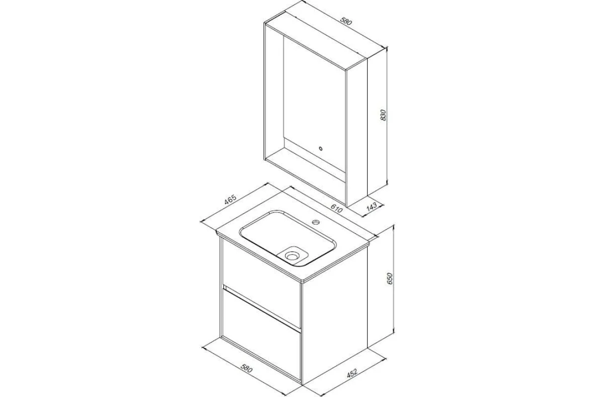 Приобрести aquanet тумба с раковиной милан 60 см, черный глянец