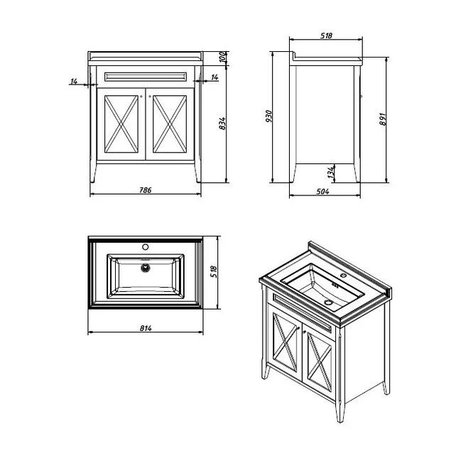Приобрести caprigo тумба с раковиной napoli promo 80 см, темное дерево 33612uv 2