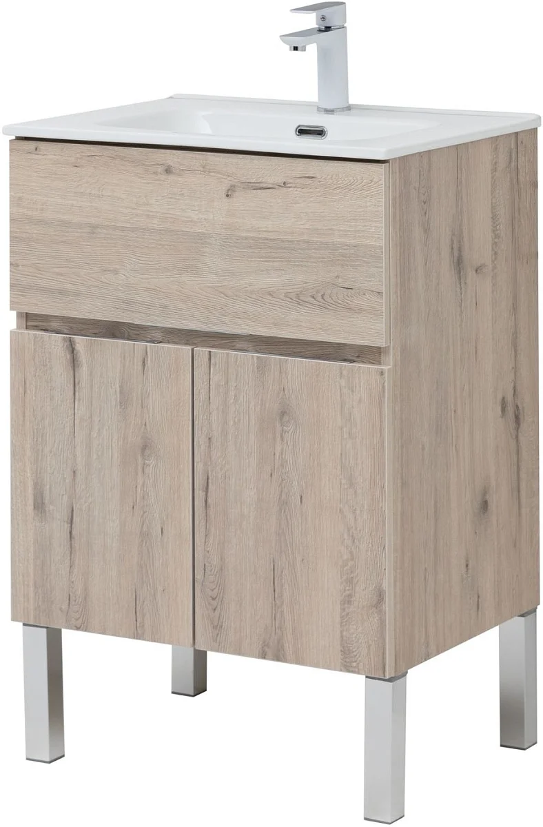 Приобрести aquanet тумба с раковиной алвита new 60 см, 1 ящик, 2 дверцы, дуб веллингтон белая