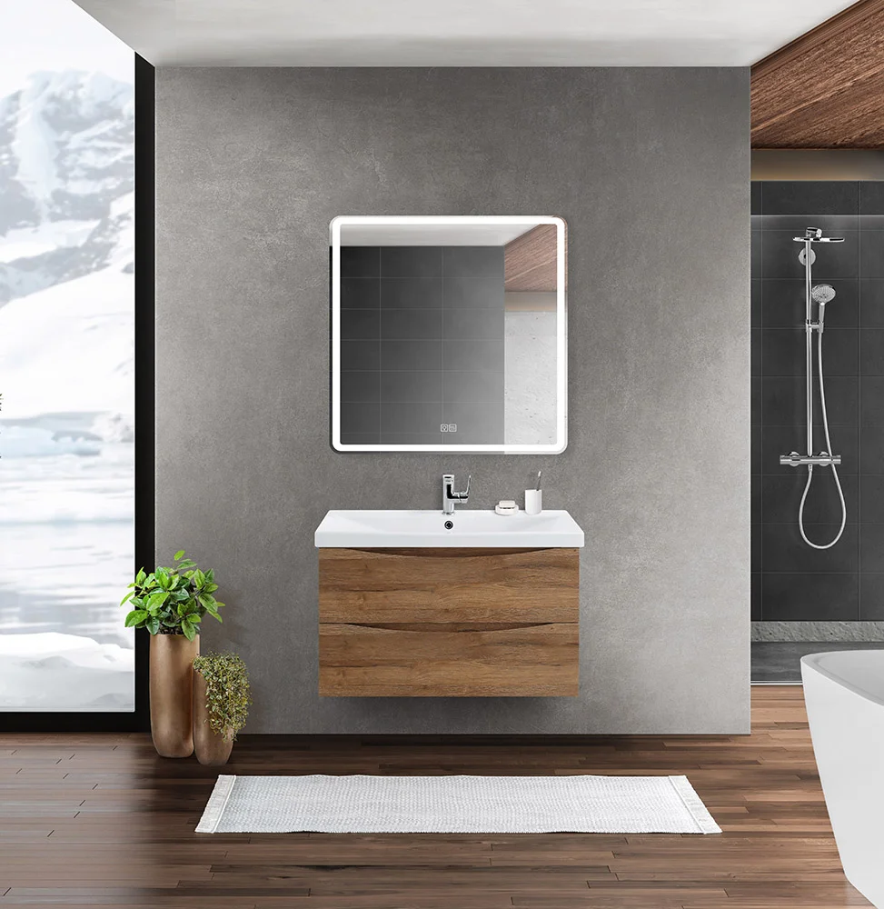 Приобрести belbagno тумба с раковиной marino-cer 80 см, подвесная rovere rustico, белая раковина