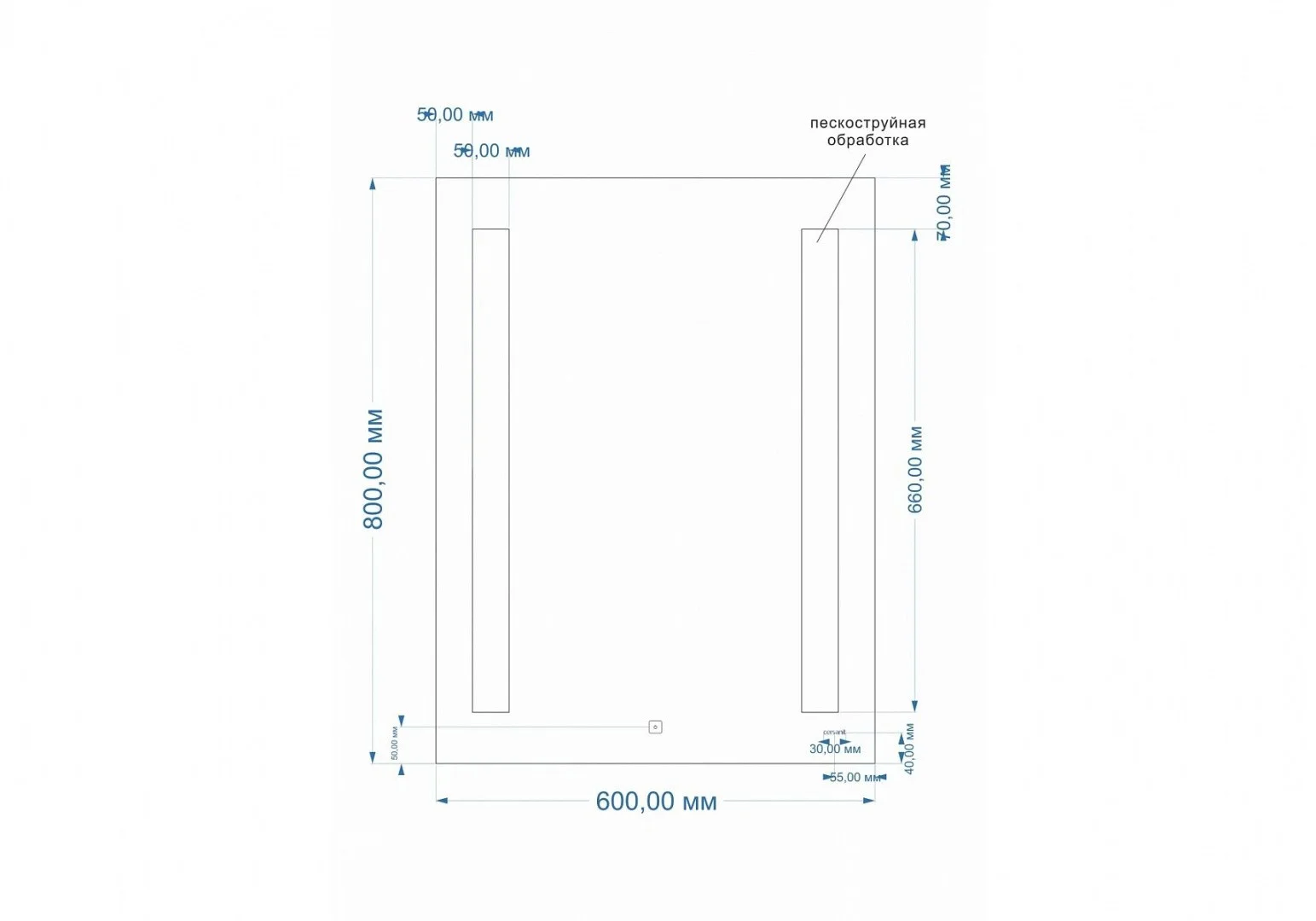 Приобрести зеркало cersanit base 020 led 60 см, lu-led020*60-b-os