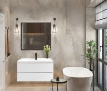 Cezares Тумба подвесная с раковиной MOLVENO 90 см Bianco Ghiaccio, белая MOLVENO-90-2C-SO-BG