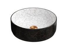 Hayzburg Накладная раковина чаша 35х35 см, мрамор, черный\белый HB-0031