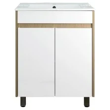 Loranto Тумба Стиль Stella 60Н 620х810х470 Дуб дымчатый/Белый, под раковину Leon 7506-60 (CS00076454)