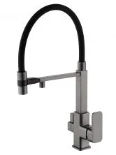 Смеситель для кухни с гибким изливом и подключением фильтра WONZON & WOGHAND, Темный графит (WW-88458012-BGM )