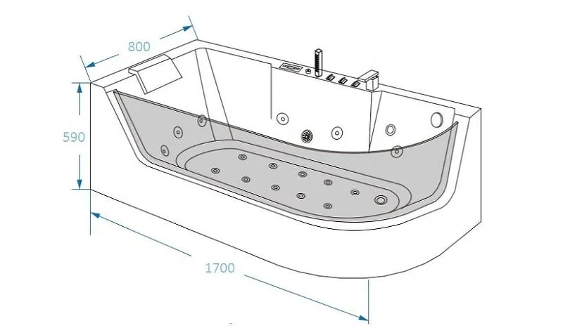 Приобрести grossman гидромассажная ванна 170х80 см, белая gr-17000-1l