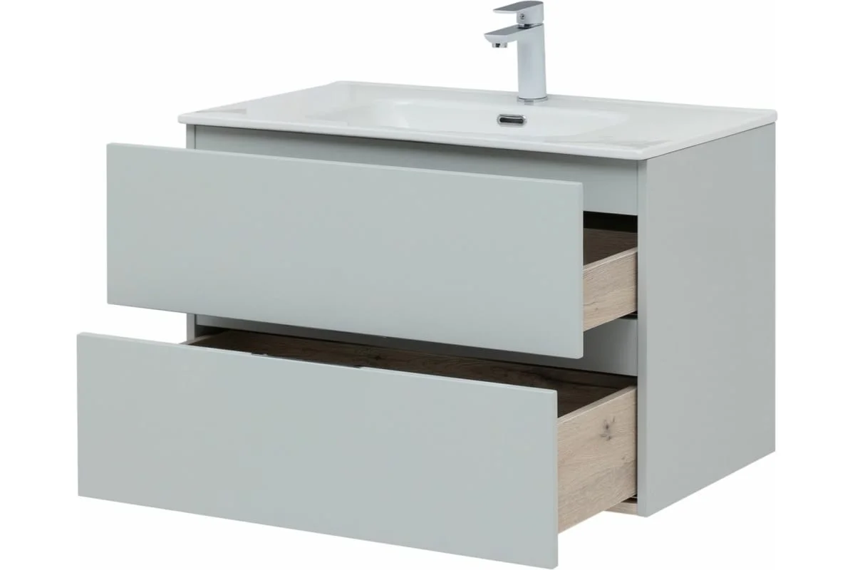 Приобрести aquanet тумба с раковиной алвита new 80 см, 2 ящика, серый