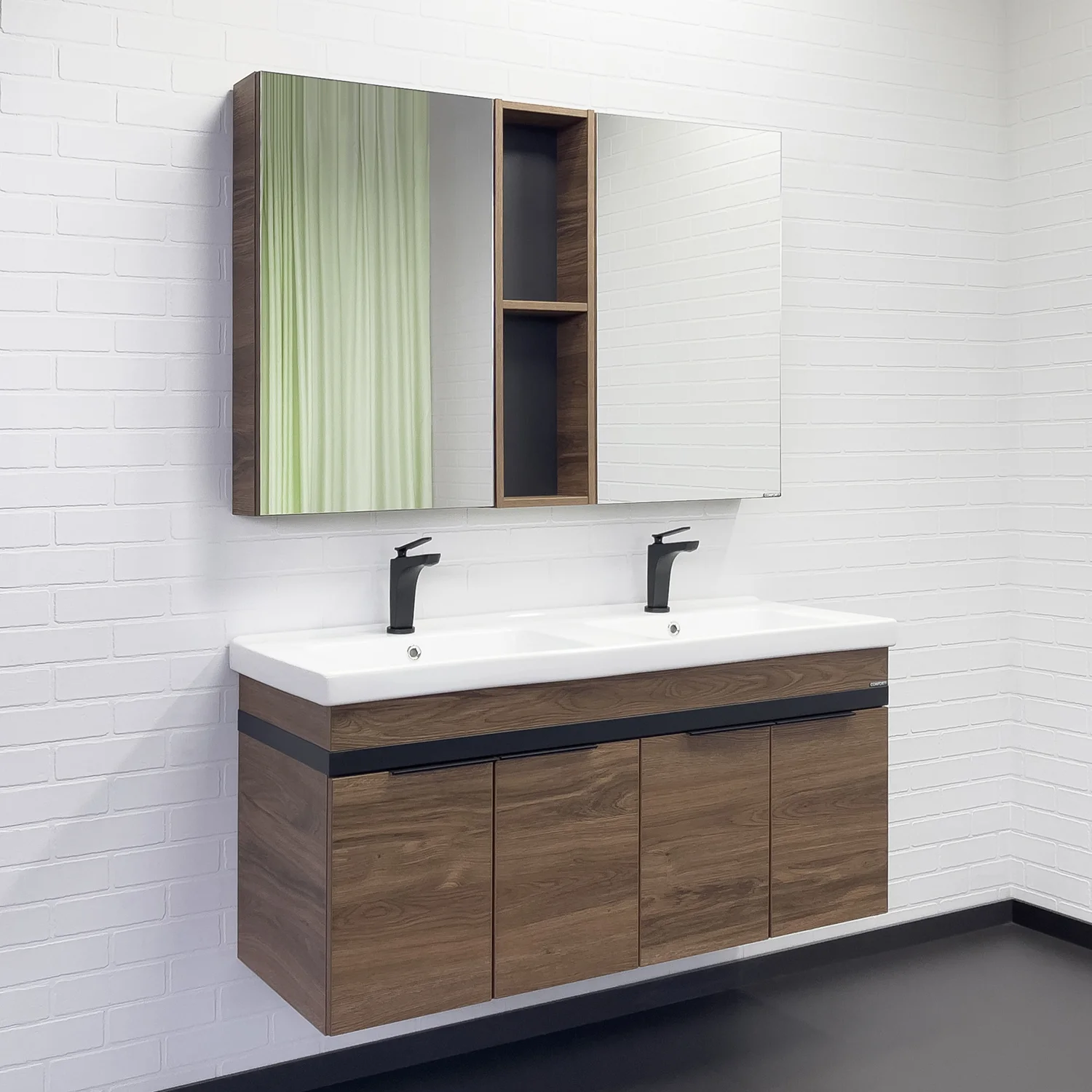 Приобрести сomforty зеркало-шкаф "дуэт-75" дуб тёмно-коричневый