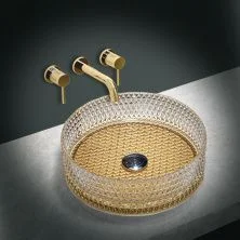 Vincea Раковина накладная 40х40 см, прозрачная, золото VBS-5GL04