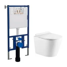 LORANTO Инсталляция + унитаз Azario FONTI подвесной, безободковый, с быстросъемным сиденьем микролифт (4501+AZ-402W)