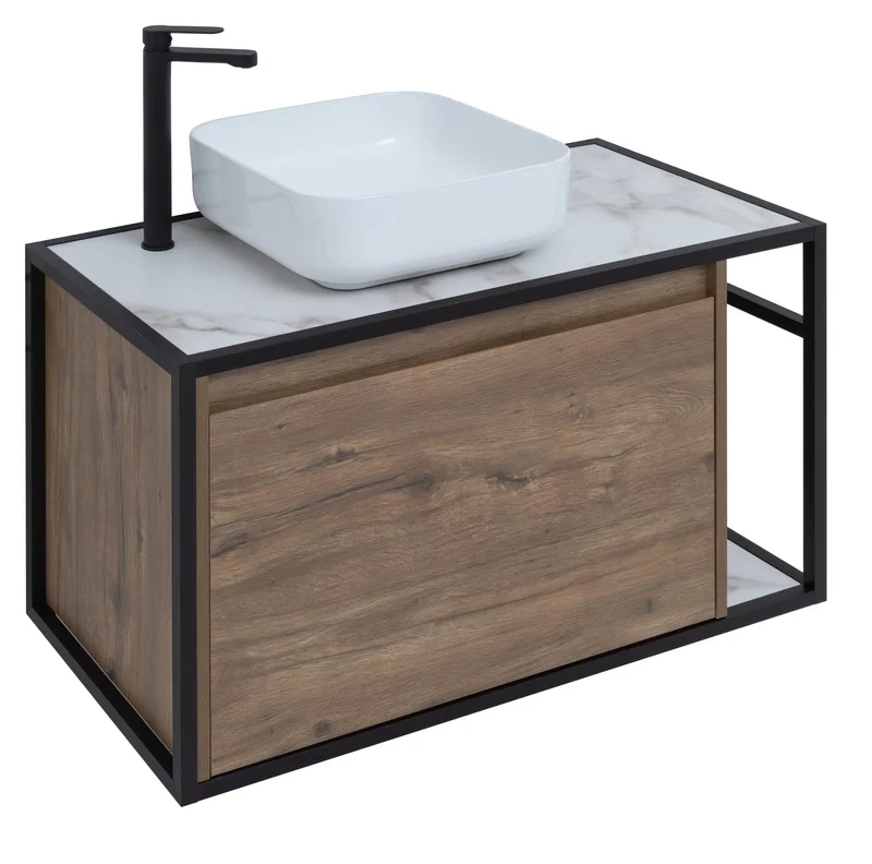 Приобрести aquanet тумба со столешницей nova lite loft 90 см, l дуб рустикальный