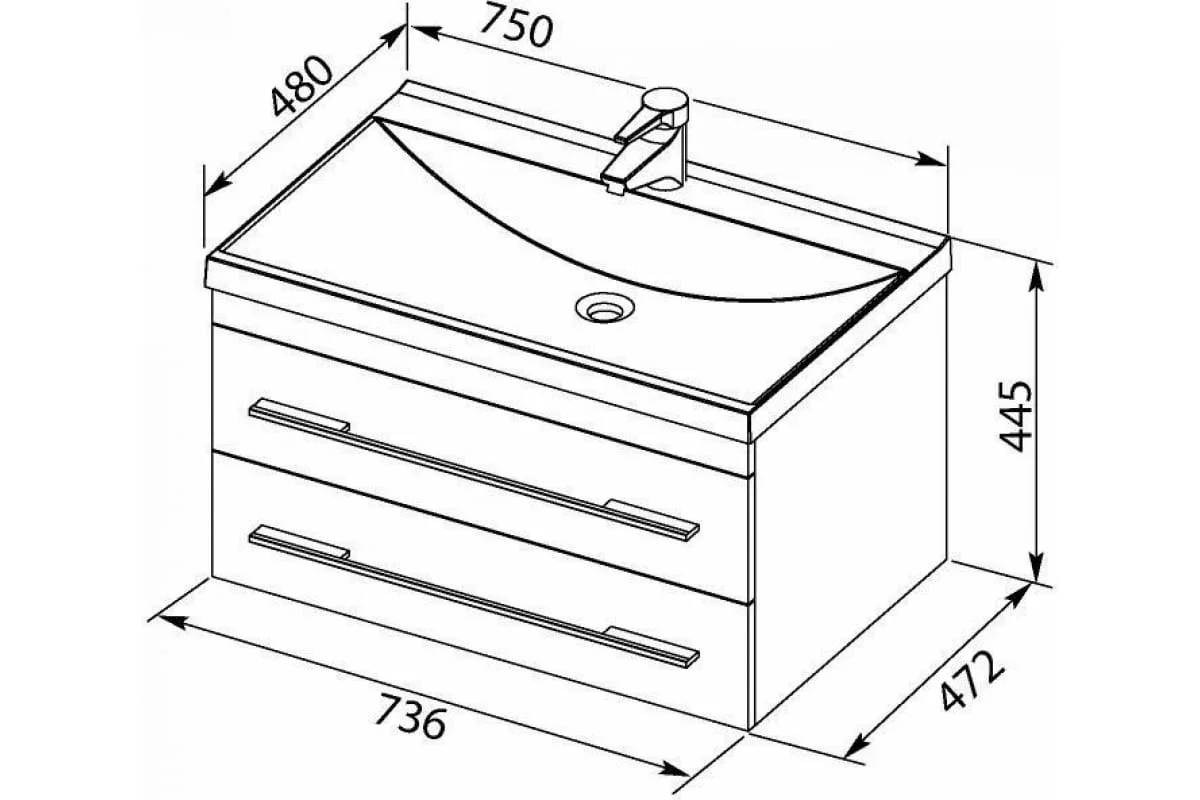 Приобрести aquanet раковина нота 75х48 см, белая