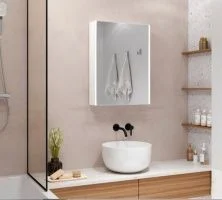 Continent Зеркало шкаф с подсветкой Lea Foam 60х80 см, с дозатором жидкого мыла, бесконтакный включатель, белое