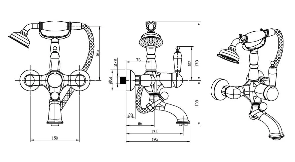 Приобрести boheme смеситель для ванны brillante, хром 343