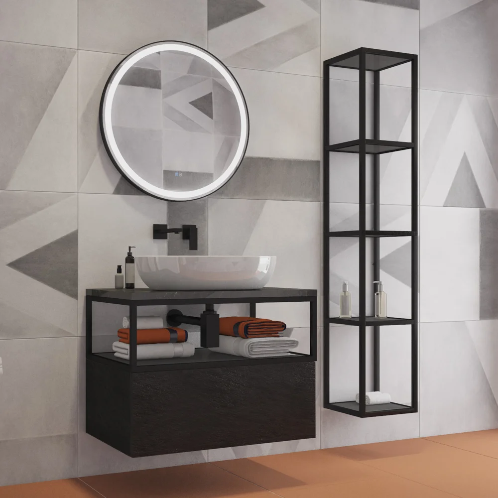 Приобрести cezares зеркало cadro 70х70 см, металлическая рама, подсветка, сенсорное включение, подогрев czr-spc-cadro-700-led-tch-warm