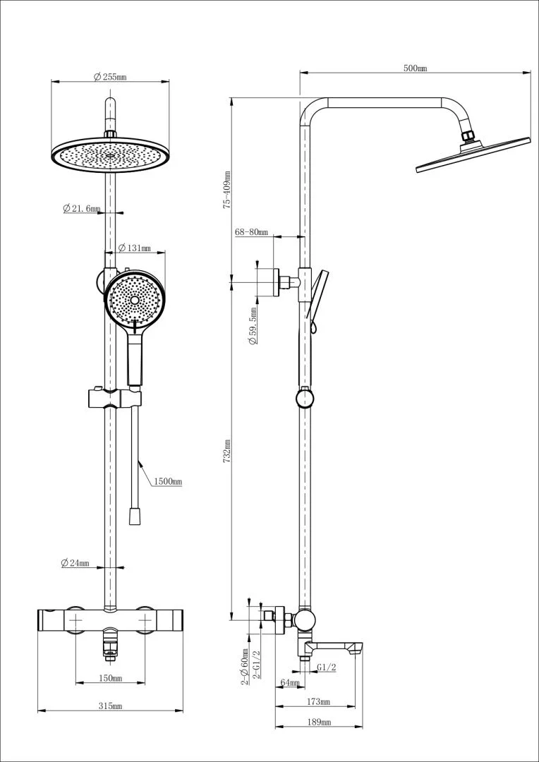 Приобрести душевая система с термостатом wonzon & woghand, белый матовый (ww-b3069-mw)