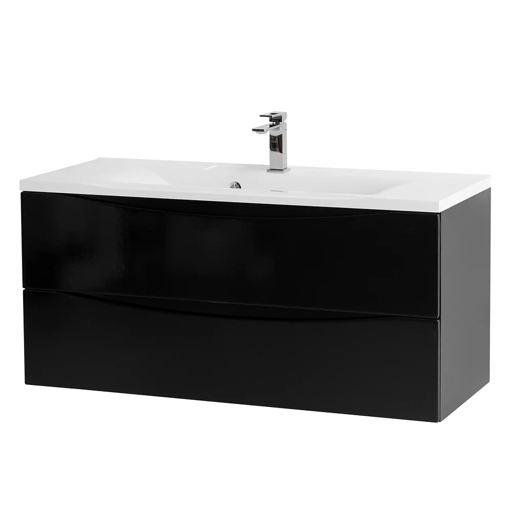 Приобрести belbagno тумба с раковиной marino 110 см, подвесная nero lucido, белая раковина