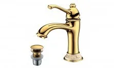 LEMARK Смеситель для раковины Greek с донным клапаном, золото LM5506GG