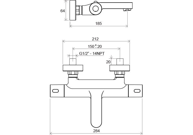 Приобрести смеситель для ванны с термостатом ravak termo te 023.00/150 x070097