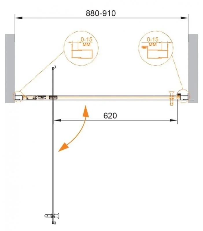Приобрести cezares дверь душевая eco 90x190см eco-o-ba-1-90-p-cr