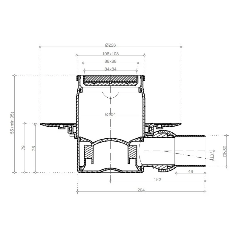 Приобрести pestan сливной трап confluo standard 10*10 dry 1 ceramic