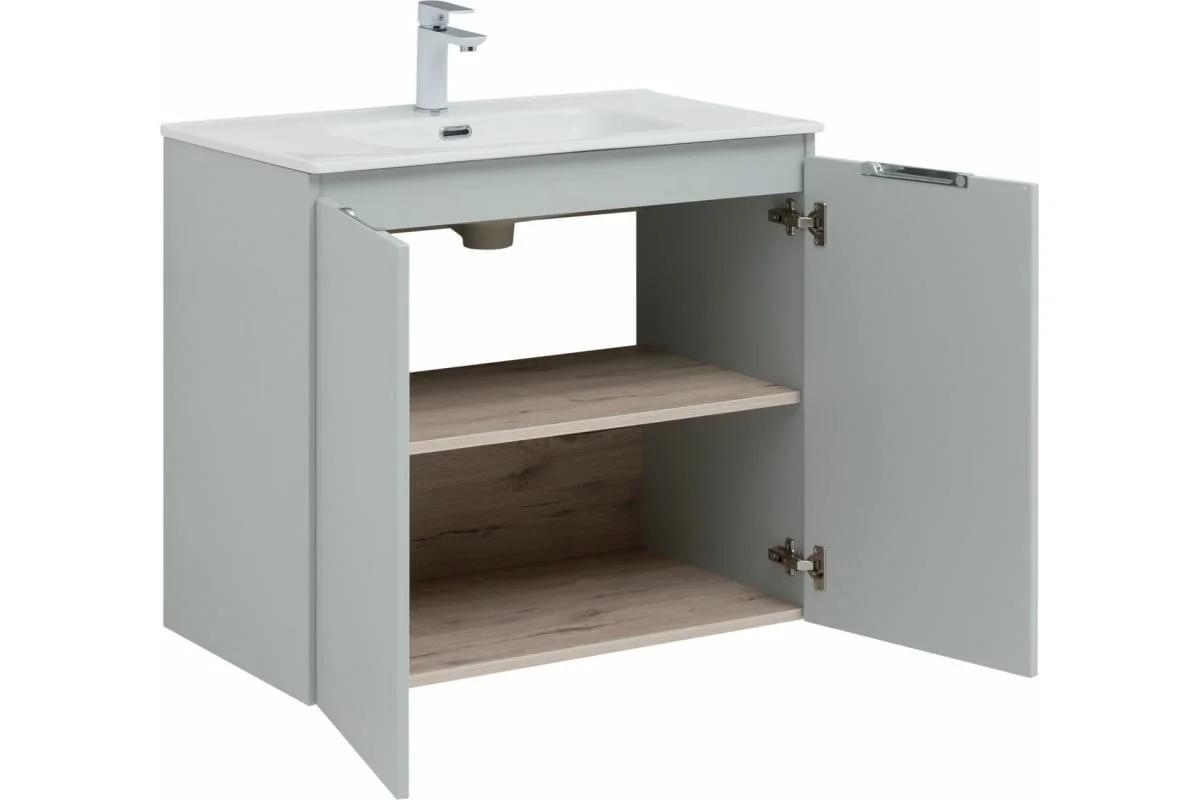 Приобрести aquanet тумба с раковиной алвита new 80 см, 2 дверцы, серый